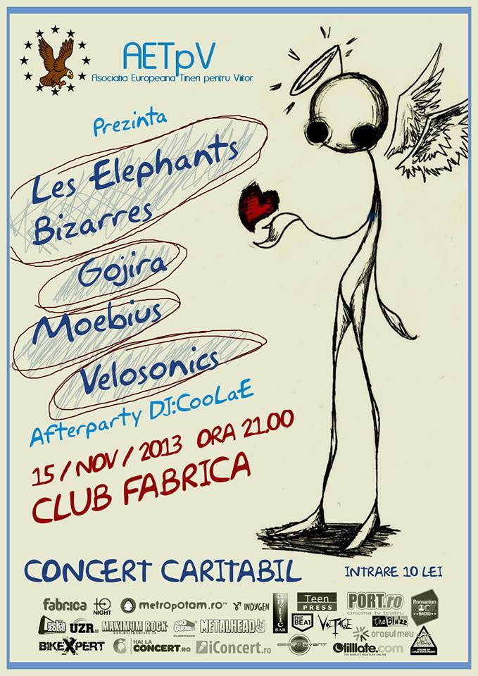 Concert caritabil Les Elephants Bizarres, Moebius, Velosonics si Gojira